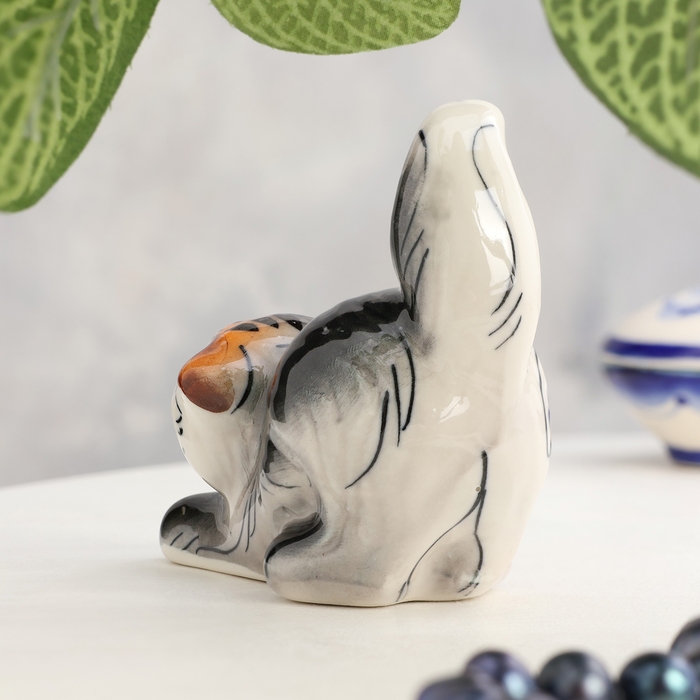 Сувенир «Котик» , трехцветный, гжель, микс Сувенир «Котик» , трехцветный, гжель, микс