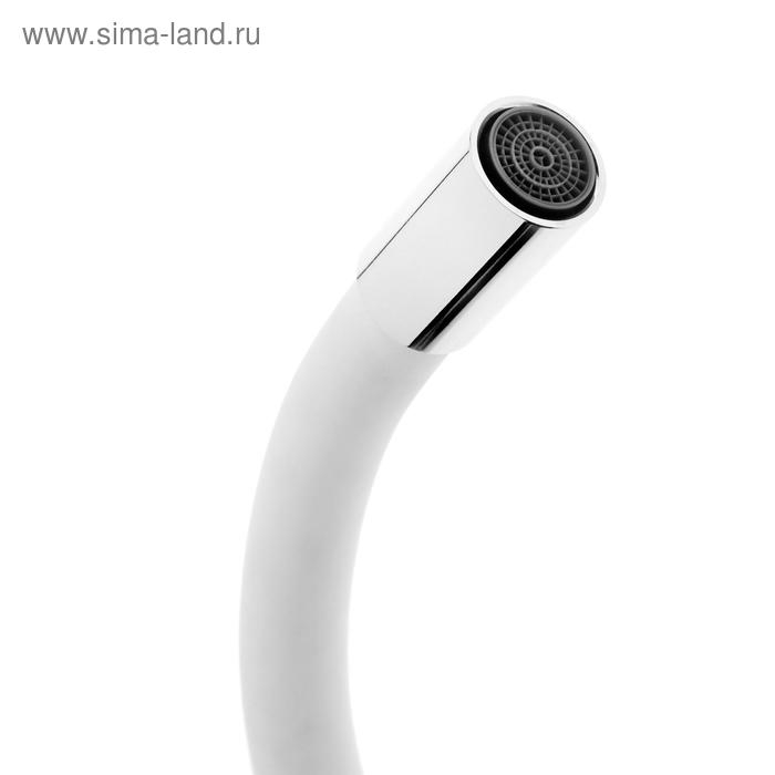 Смеситель для кухни ROEGEN RC014W, однорычажный, гибкий излив, цинк, белый, хром Смеситель для кухни ROEGEN RC014W, однорычажный, гибкий излив, цинк, белый, хром