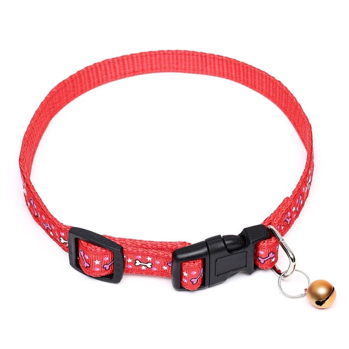 Ошейник нейлоновый Ошейник нейлоновый "Звездные косточки", 36 х 1,5 см, красный