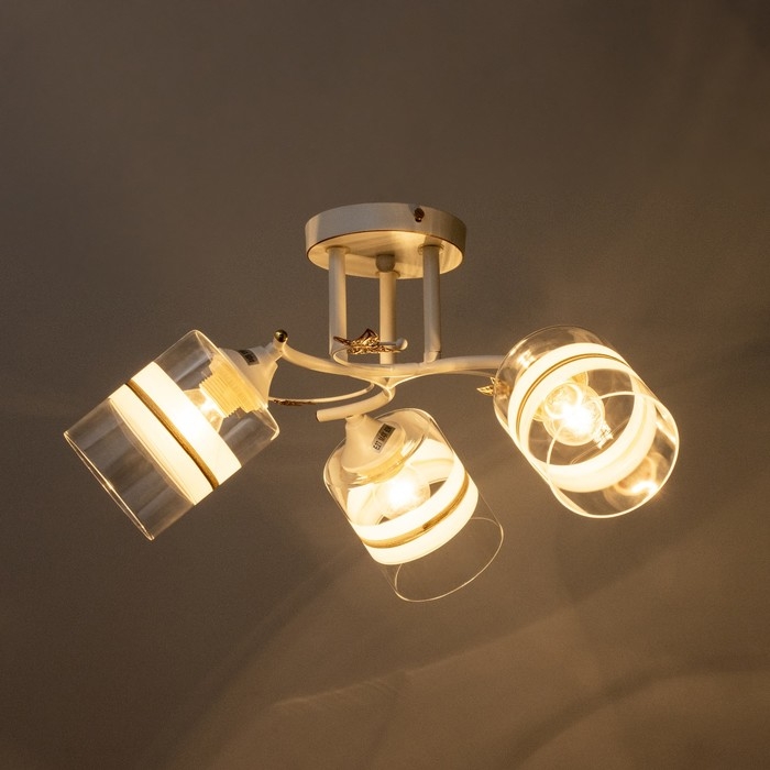 Люстра Люстра "Мия" 3х60Вт Е27 Белый, золото 52х18х24см