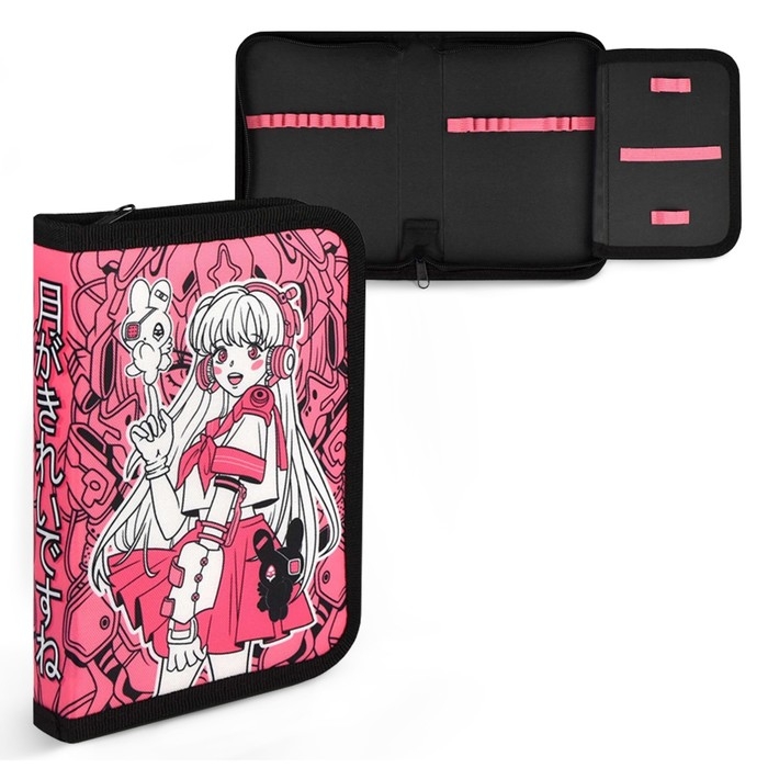 Пенал 1 секция, 133 х 200 х 35 мм, текстильный, Феникс Пенал 1 секция, 133 х 200 х 35 мм, текстильный, Феникс "Розовая девушка"