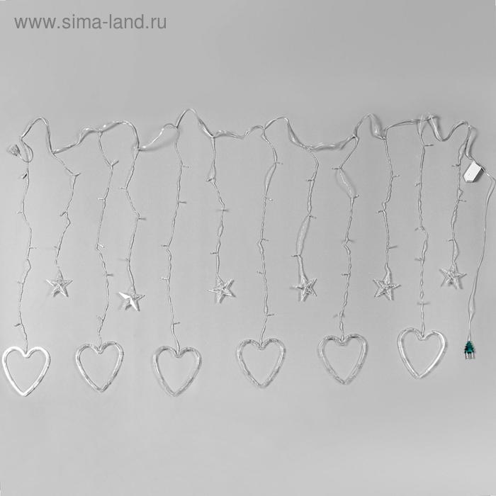 Гирлянда «Бахрома» 2.4 × 0.9 м с насадками «Сердце», IP20, прозрачная нить, 186 LED, свечение тёплое белое, 8 режимов, 220 В Гирлянда «Бахрома» 2.4 × 0.9 м с насадками «Сердце», IP20, прозрачная нить, 186 LED, свечение тёплое белое, 8 режимов, 220 В