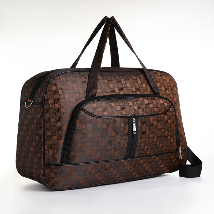 Сумка дорожная на молнии, наружный карман, длинный ремень, цвет коричневый Сумка дорожная на молнии, наружный карман, длинный ремень, цвет коричневый