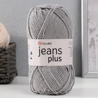 Пряжа "Jeans plus" 55% хлопок, 45% акрил 160м/100гр (46 серый)