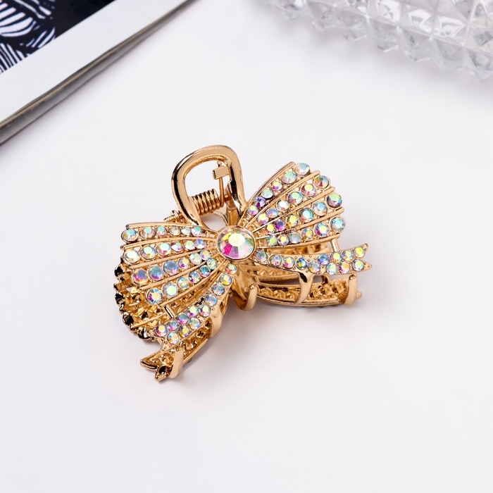 Краб для волос Краб для волос "Одри" бант блеск, 4,5 см, золото