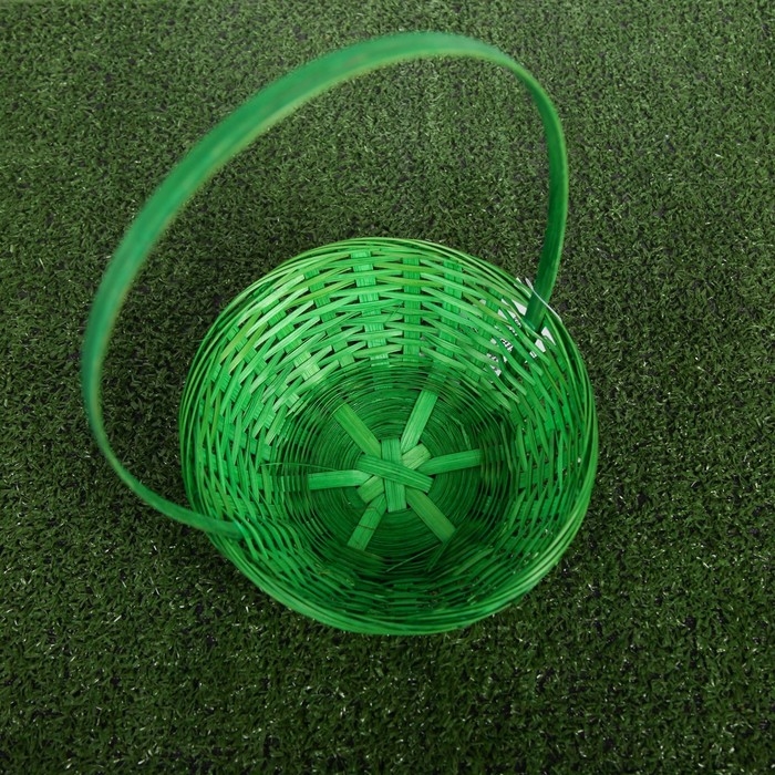 Корзина плетёная, бамбук, зелёная, низкая Корзина плетёная, бамбук, зелёная, низкая