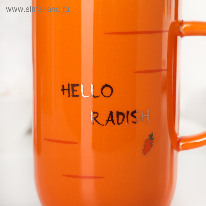 Кружка керамическая с крышкой и ложкой &laquo;Морковка&raquo;, 380 мл, цвет белый