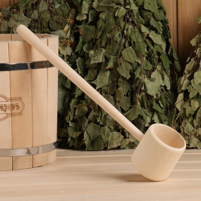 Ковш для бани точеный из липы 0.2л, 41 см, Ковш для бани точеный из липы 0.2л, 41 см, "Добропаровъ"