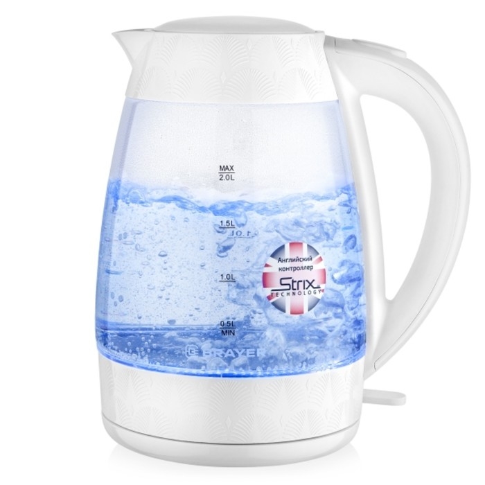 Чайник электрический BRAYER 1024BR-BK, стекло, 2 л, 2200 Вт, белый Чайник электрический BRAYER 1024BR-BK, стекло, 2 л, 2200 Вт, белый