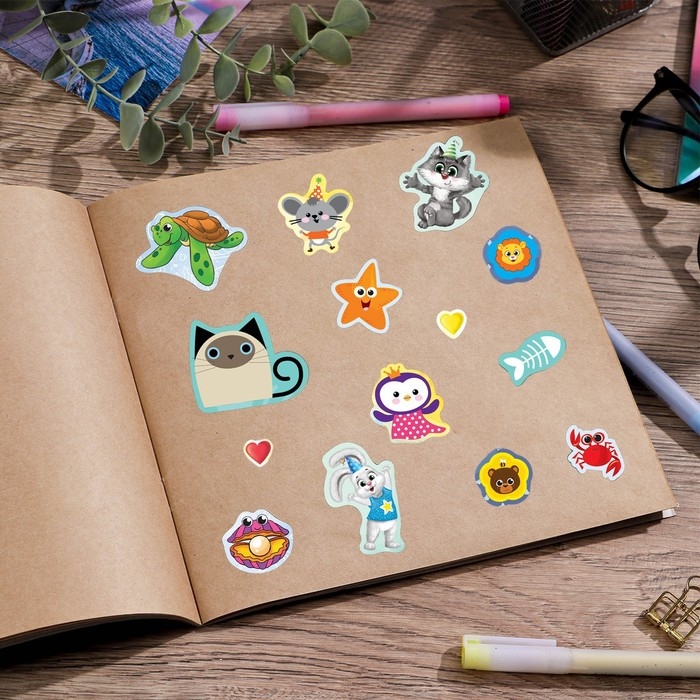 Наклейки детские, альбом 8 листов, «Милые зверушки», 11 х 16 см Наклейки детские, альбом 8 листов, «Милые зверушки», 11 х 16 см