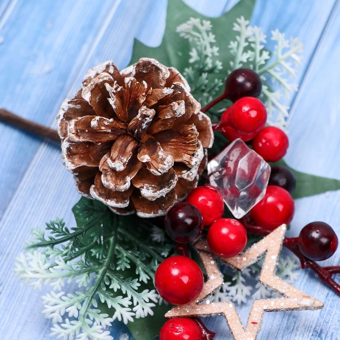 Декор  Декор "Зимние грезы" яркая звезда шишка ягоды, 18 см