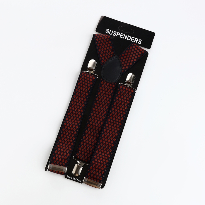 Подтяжки взрослые, ширина 2,5 см, цвет чёрный/бордовый Подтяжки взрослые, ширина 2,5 см, цвет чёрный/бордовый