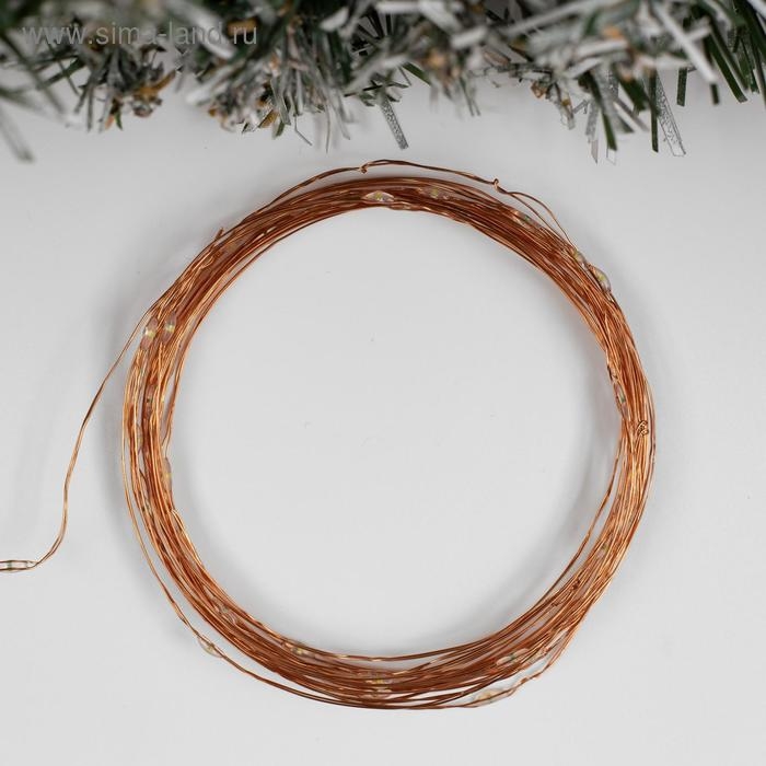 Гирлянда «Нить» 5 м роса, IP20, медная нить, 50 LED, 2 режима, батарейки AAх3 (нет в комплекте), свечение белое Гирлянда «Нить» 5 м роса, IP20, медная нить, 50 LED, 2 режима, батарейки AAх3 (нет в комплекте), свечение белое