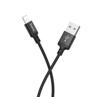 Кабель Hoco X14, Lightning - USB, 2.4 А, 1 м, быстрая зарядка, оплётка нейлон, чёрный