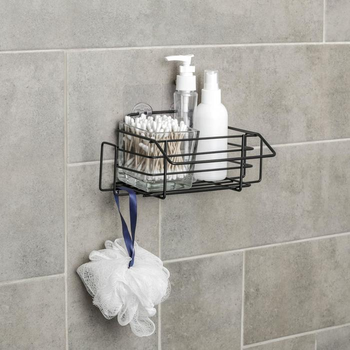 Полка на липучке, 24×14×10 см, цвет чёрный Полка на липучке, 24×14×10 см, цвет чёрный