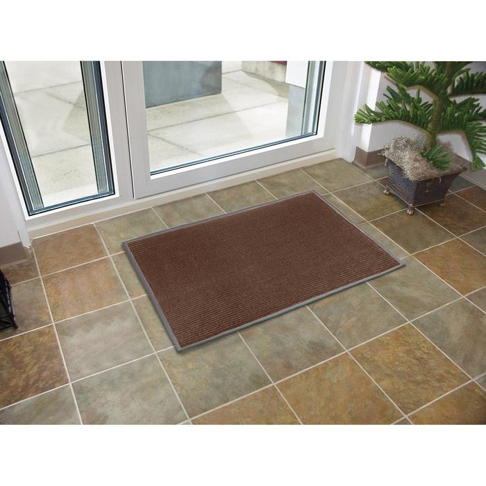 Коврик придверный влаговпитывающий, ребристый, «Стандарт», 80×120 см, цвет коричневый Коврик придверный влаговпитывающий, ребристый, «Стандарт», 80×120 см, цвет коричневый
