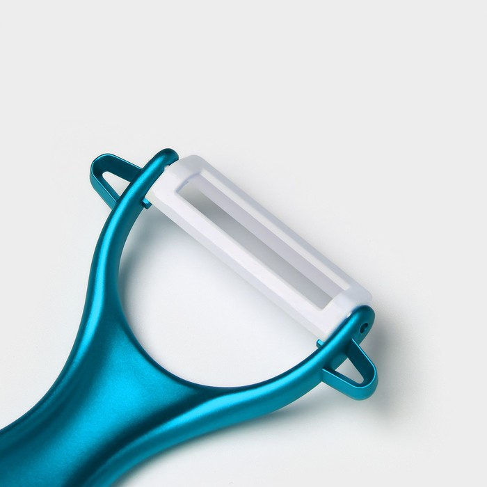 Набор кухонный на подставке «Изгиб», 5 предметов: 4 ножа, 7,5 см, 10 см, 13 см, 15 см, овощечистка, цвет синий