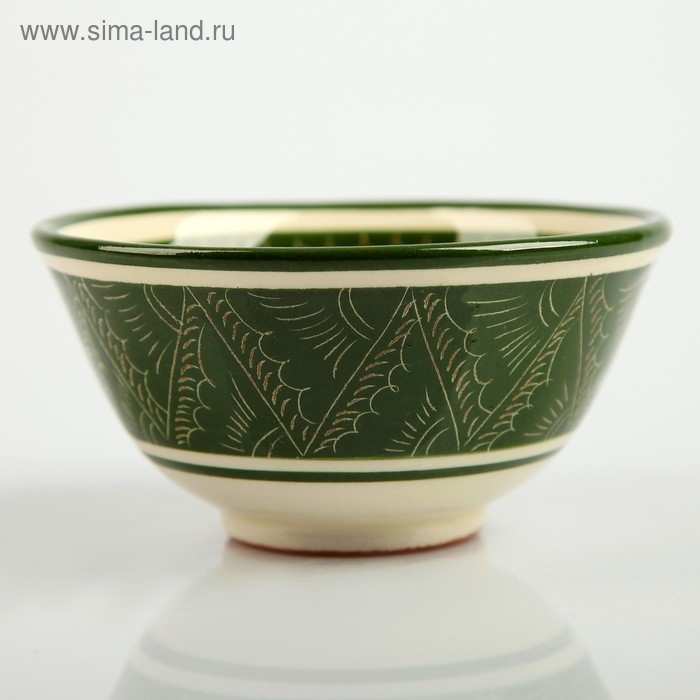 Пиала чайная Риштанская керамика Пиала чайная Риштанская керамика "Узоры" большая, зелёная, 11 см