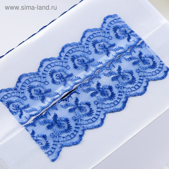 Коробка для денег «Семейный банк» с синим кружевом Коробка для денег «Семейный банк» с синим кружевом