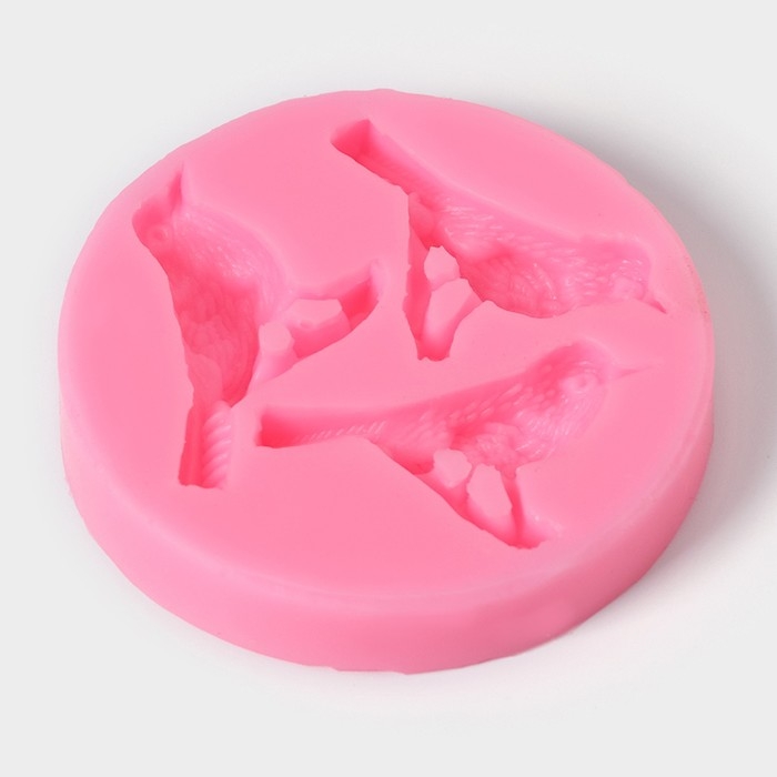 Молд Доляна «Три птицы», силикон, 6,5×1,1 см, цвет розовый Молд Доляна «Три птицы», силикон, 6,5×1,1 см, цвет розовый