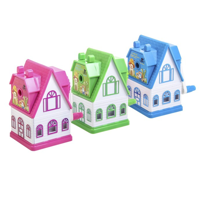 Точилка механическая с контейнером Точилка механическая с контейнером "Домик", МИКС