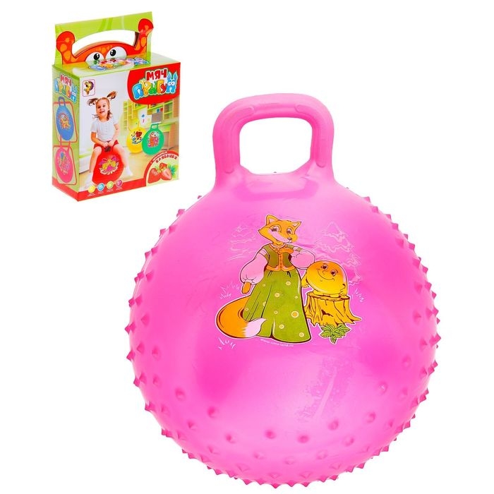 Мяч-прыгун с ручкой «Сказочные истории», массажный, d=45 cм, 350 г, цвета МИКС Мяч-прыгун с ручкой «Сказочные истории», массажный, d=45 cм, 350 г, цвета МИКС