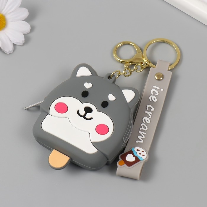 Брелок кошелёк с карабином, ремешком силикон Брелок кошелёк с карабином, ремешком силикон "Хаски-эскимо" 2,5х7,2х9 см