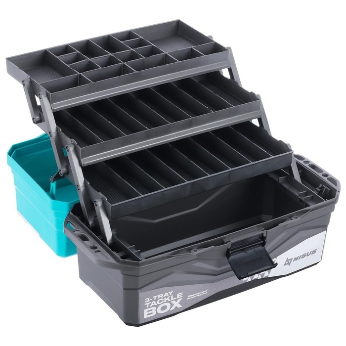Ящик рыболовный Tackle Box трёхполочный NISUS, бирюзовый Ящик рыболовный Tackle Box трёхполочный NISUS, бирюзовый