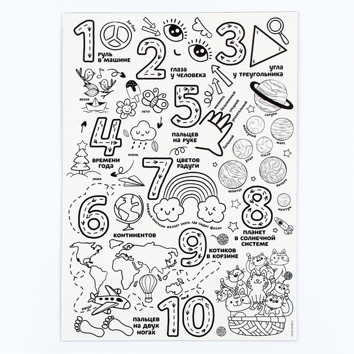 Магнит-раскраска многоразовая «Цифры», 21 × 29,7 см Магнит-раскраска многоразовая «Цифры», 21 × 29,7 см