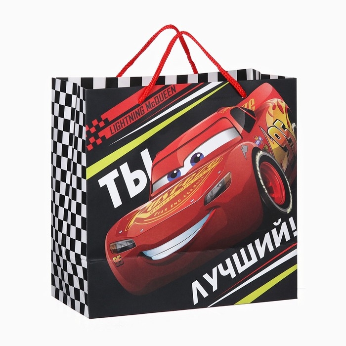 Пакет подарочный крафт Пакет подарочный крафт "Ты лучший!" 22х22х11 см, Тачки