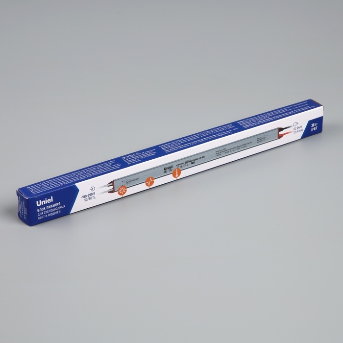 Ультратонкий блок питания для светодиодных лент и модулей Uniel, 36 Вт, 24 В, IP67 Ультратонкий блок питания для светодиодных лент и модулей Uniel, 36 Вт, 24 В, IP67