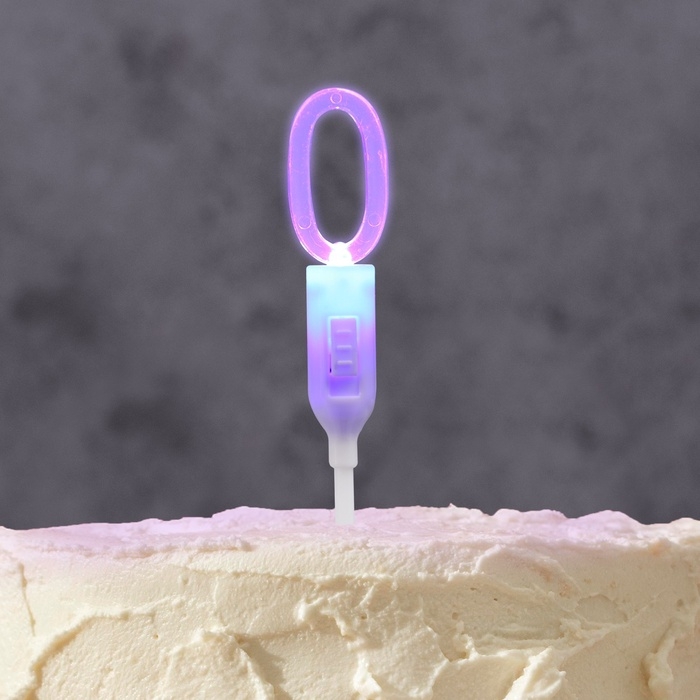 Светодиодная свеча  Светодиодная свеча "Цифра 0", 14.5 см, от батареек LR1130х3 (в комплекте), свечение мульти (RGB)
