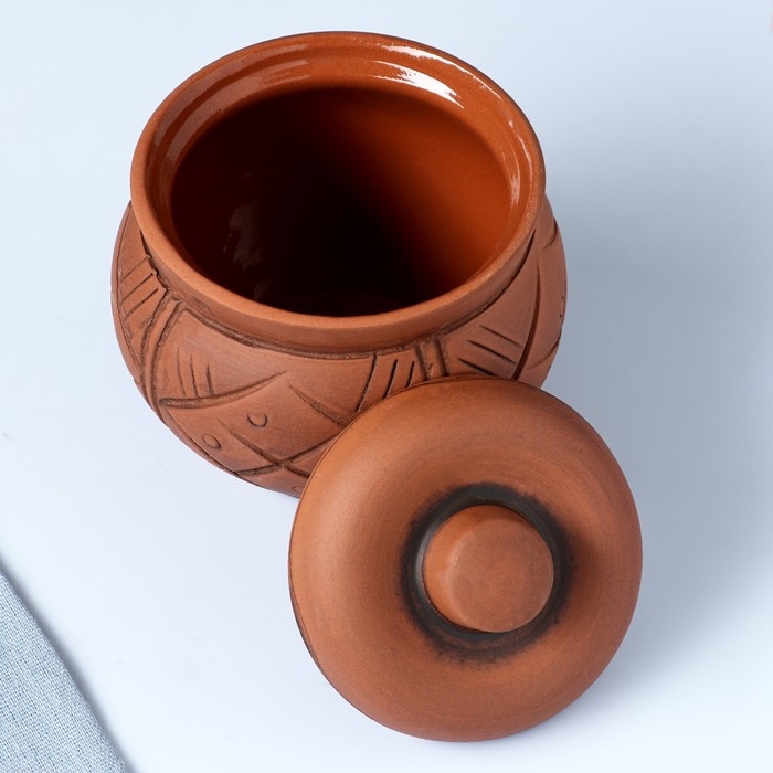 Горшок керамический для запекания  Горшок керамический для запекания "Кунгурский" молочение / 0,65л