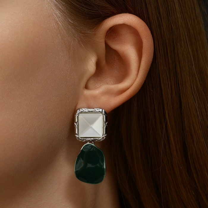 Серьги ассорти Серьги ассорти "Античность" квадрат, цвет серебро