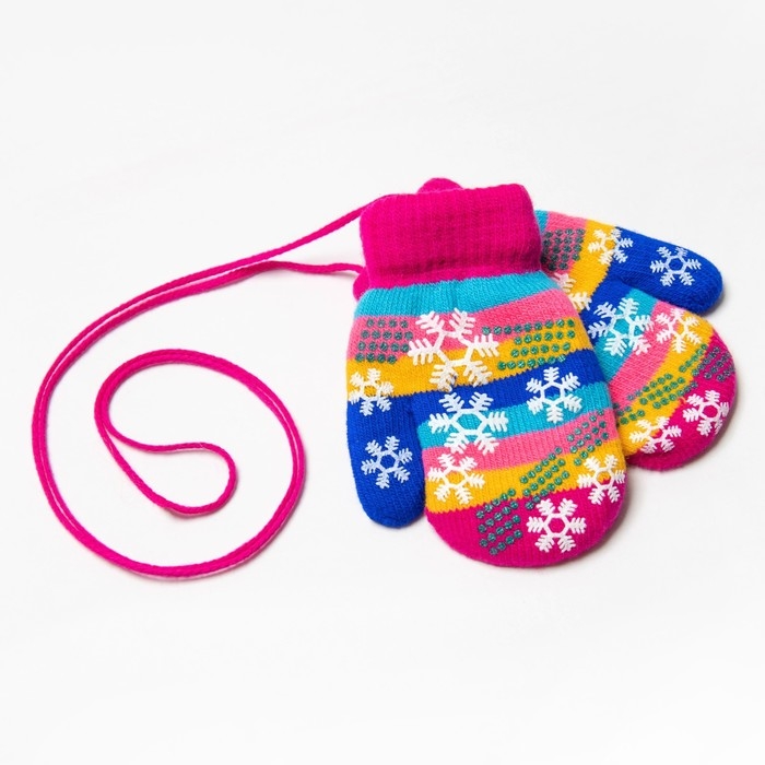 Новый год. Варежки детские, цвет розовый/полосочки, размер 14,5х6,7 Новый год. Варежки детские, цвет розовый/полосочки, размер 14,5х6,7