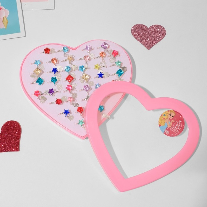 Кольца детские набор 36шт «Выбражулька» с подвеской, форма МИКС, цвет МИКС в серебре, б-р Кольца детские набор 36шт «Выбражулька» с подвеской, форма МИКС, цвет МИКС в серебре, б-р