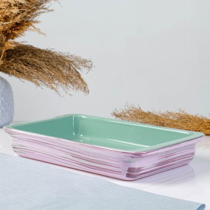 Емкость для запекания Емкость для запекания "Борисовская" прямоугольная средняя, лаванда, 1,5л / 18,5х32,5х5см