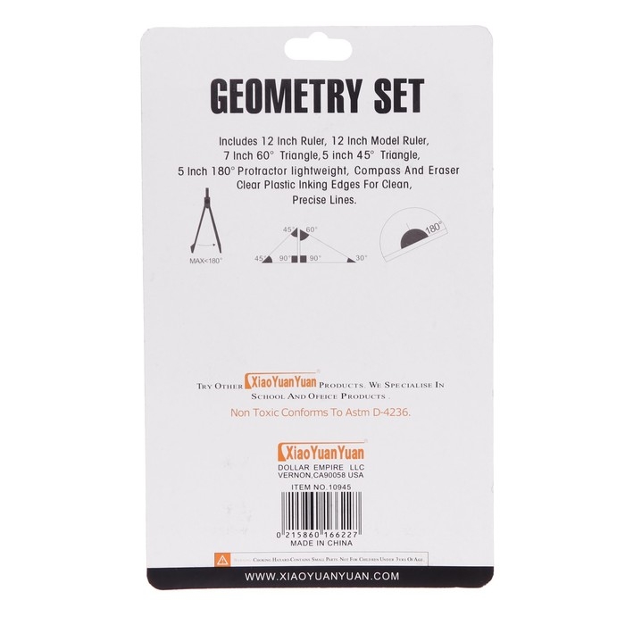 Набор геометрический, чертежный, блистер: линейка 30 см, 2 треугольника, транспортир, ластик, циркуль, линейка с трафаретами, тонированный, МИКС Набор геометрический, чертежный, блистер: линейка 30 см, 2 треугольника, транспортир, ластик, циркуль, линейка с трафаретами, тонированный, МИКС