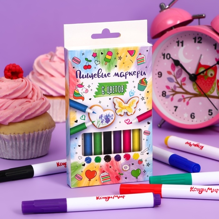 Маркер пищевой, набор 6 цветов Маркер пищевой, набор 6 цветов