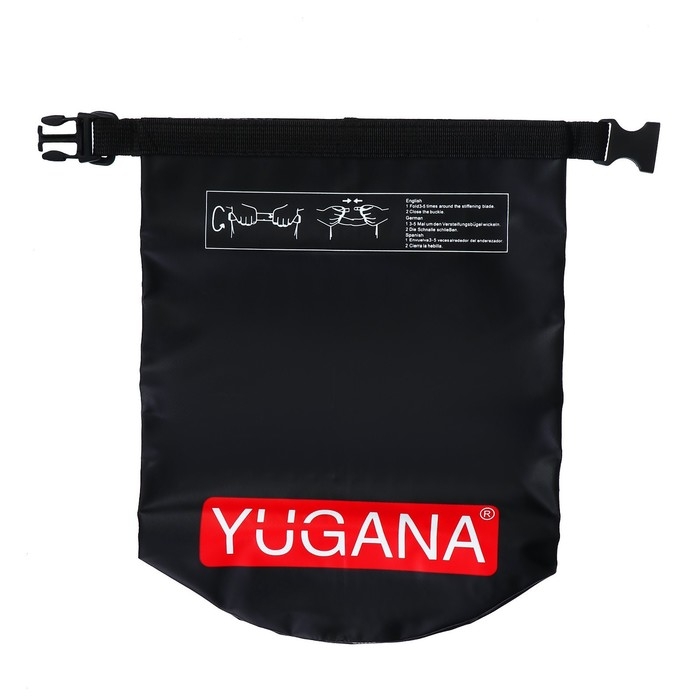 Гермомешок YUGANA, ПВХ, водонепроницаемый 5 литров, один ремень, черный