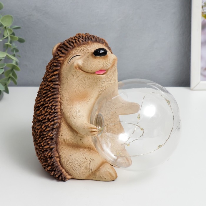 Сувенир полистоун свет  Сувенир полистоун свет "Ёжик и мыльный пузырь" от солнечной батареи 15,5х12х17 см