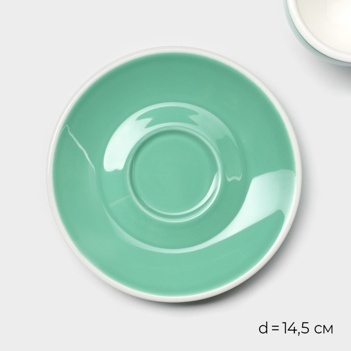 Кофейная пара фарфоровая Magistro Coffee time, 2 предмета: чашка 180 мл, блюдце d=14,5 см, цвет бирюзовый Кофейная пара фарфоровая Magistro Coffee time, 2 предмета: чашка 180 мл, блюдце d=14,5 см, цвет бирюзовый