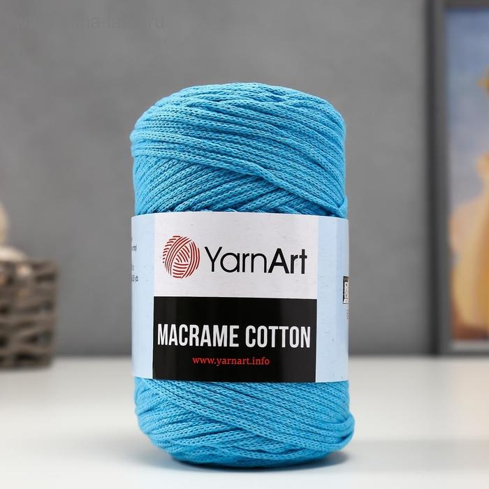 Пряжа  Пряжа "Macrame Cotton" 20% полиэстер, 80% хлопок 225м/250гр (763 лазурный)