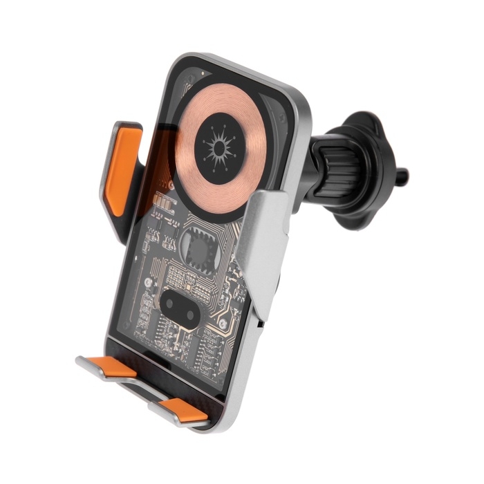 Автомобильный держатель для телефона C10, беспроводная зарядка, автозахват, 15 W, серый Автомобильный держатель для телефона C10, беспроводная зарядка, автозахват, 15 W, серый