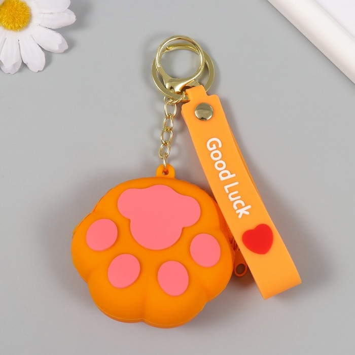 Брелок кошелёк с карабином, ремешком силикон Брелок кошелёк с карабином, ремешком силикон "Лапка" 3х7х7,5 см