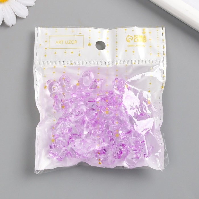 Декор для творчества пластик Декор для творчества пластик "Медвежонок" сиреневый набор 25 шт 1,8х1,5х1 см