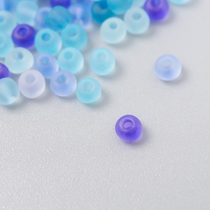 Бисер стекло 8/0  Бисер стекло 8/0 "Матовый полупрозрачный. Меланж голубой" 10 гр