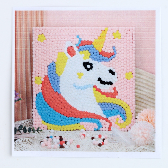 Аппликация помпошками &laquo;Прекрасный единорог&raquo;, размер &mdash; 30 &times; 30 см, клей 30 мл