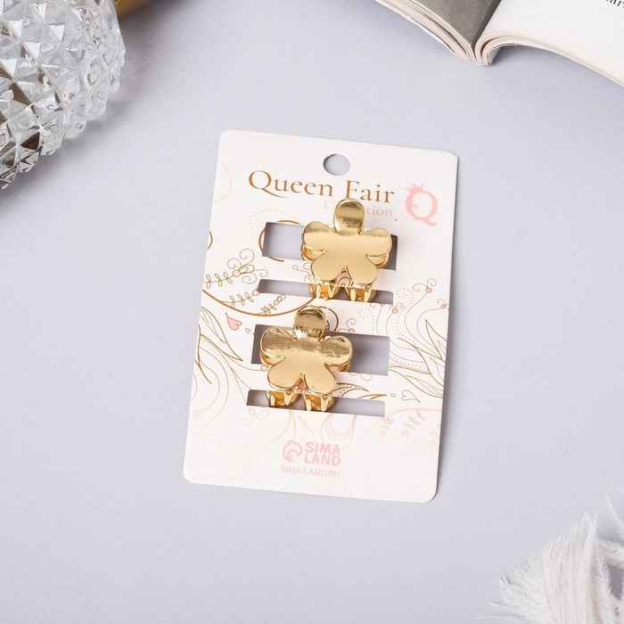 Краб для волос Краб для волос "Либерти" (набор 2 шт) цветок, 1,5 см, золото