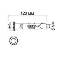 Анкерный болт ЛОМ, оцинкованный, 10х120 мм, 55 шт